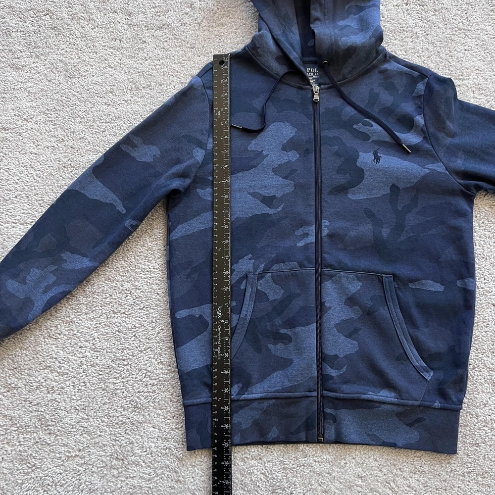 Polo Ralph Lauren Double Knit Camo Hoodie Mens Small Blue Full Zip Performance - Picture 11 of 14